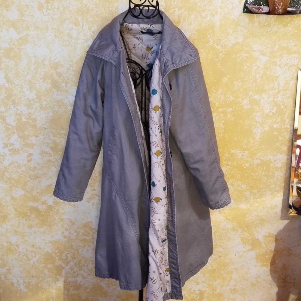 Gudrun Sjöden Gray Trench Coat with Floral Lining